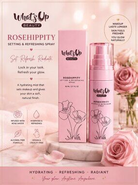 Whats Up Beauty RoseHippity Setting & Refreshing Spray 2.7 oz Makeup Setting Mis